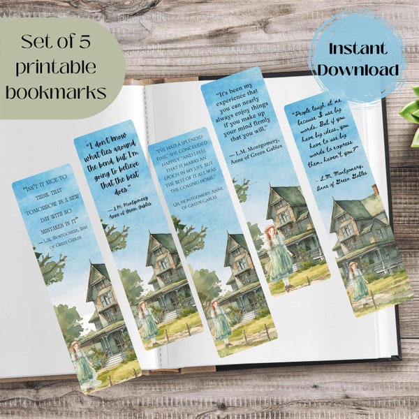 Anne of Green Gables Bookmarks, Anne of Green Gables Quotations, Cute Book Marks, Watercolor Bookmark, Best Gift, Gift for Readers