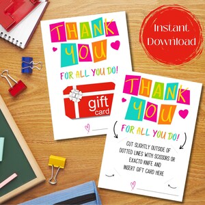 Teacher Thank You Gift Card Holder: DIY Printable (Digital Download)