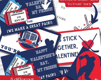 Hockey Valentine Cards, Classroom Exchange (Printable PDF)