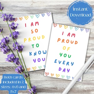 Afdrukbare Pride-wenskaart, Pride-ondersteuning en aanmoediging, cadeau van moeder, vader, zus, broer, trans, homo, LBGTQ, vriend, familie