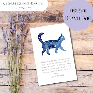 Carte de sympathie imprimable pour chat pour la perte d'un animal de compagnie, carte de sympathie pour animal de compagnie