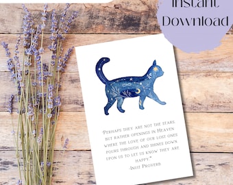 Printable Cat Sympathy Card for Loss of Pet, Pet Sympathy Card