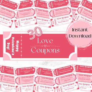 Cupones de amor para San Valentín imprimibles, libro de cupones de amor para aniversario o cumpleaños, regalo de San Valentín para ella, imprimible de San Valentín, rellenar en blanco