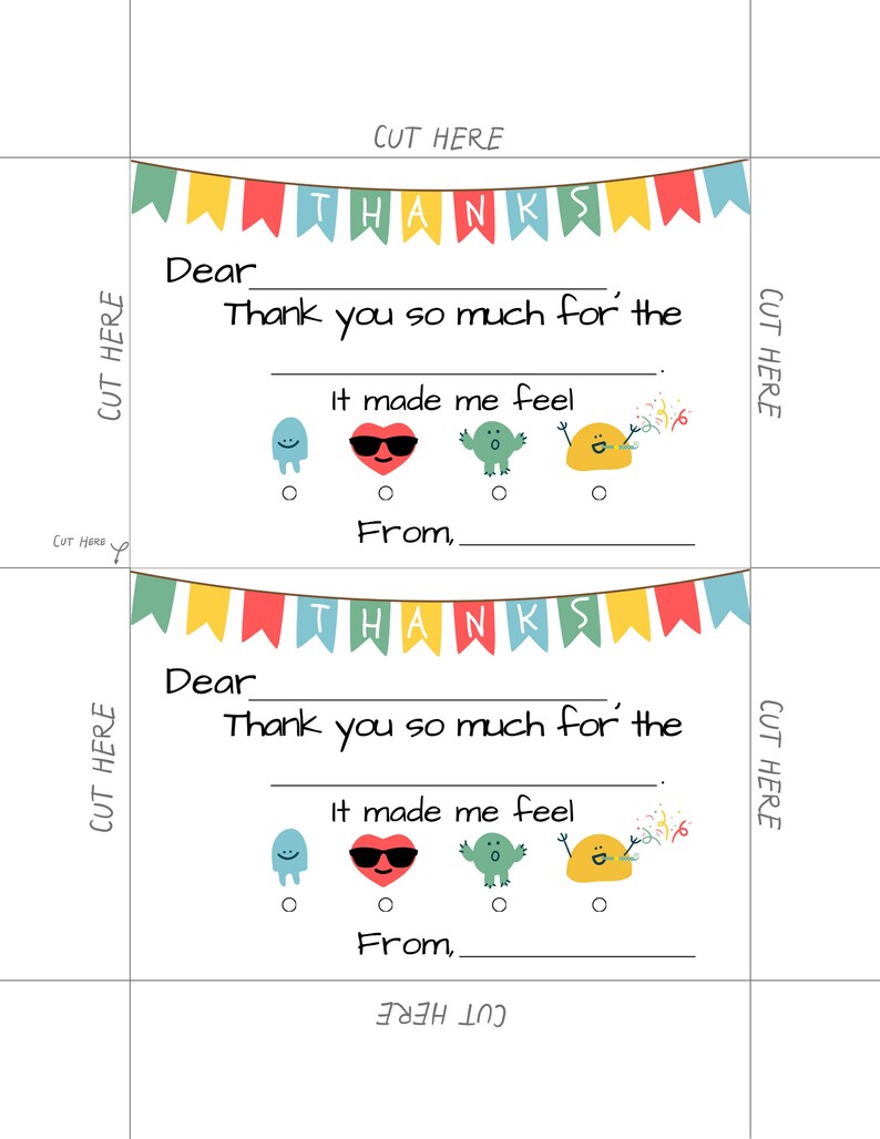 Printable Kids Thank You, Fill in the Blank Thank You, Kids Stationery ...
