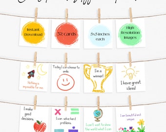 Druckbare Affirmationskarten für Kinder für den Schulgebrauch oder zu Hause