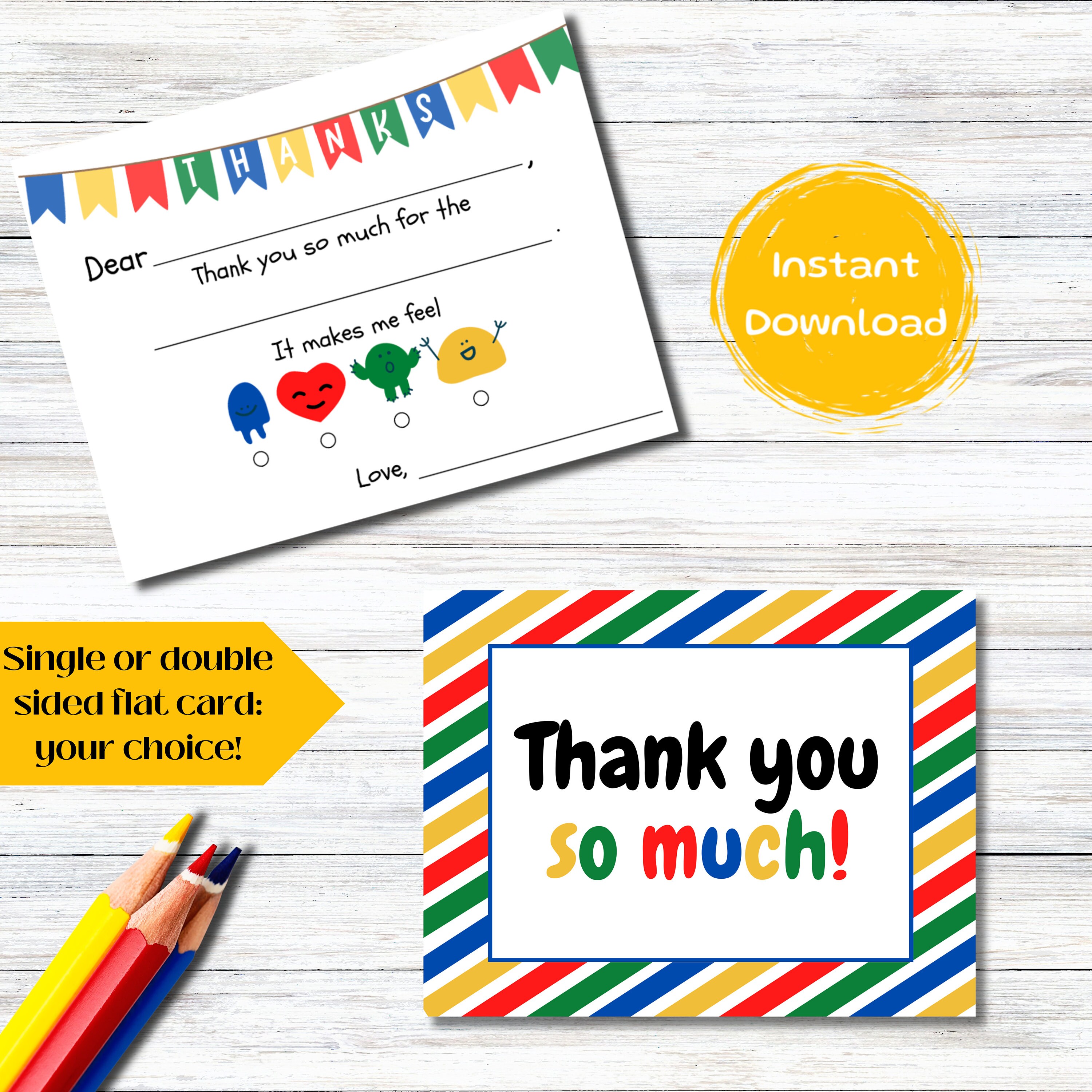 Printable Thank You Card for Kids Birthday Thank You Fill in - Etsy