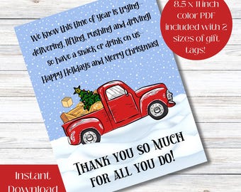 Delivery Driver Snack Sign, Delivery Driver Sign, Thank You Delivery Driver Sign Delivery Driver Thank You, Sign and Gift Tags