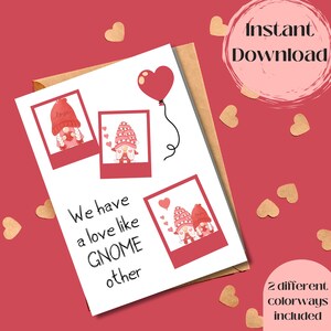 Druckbare Gnom-Valentinstagskarte, Gnom-Liebe, Valentinstag Karte, digitale Karte für Sie, Freund Valentine, BFF