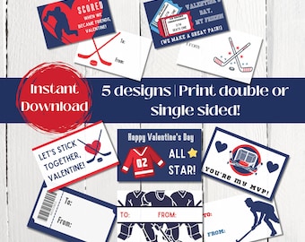 Hockey Valentine Card Printable, Valentines for Classroom, Hockey Valentine Exchange for Kids
