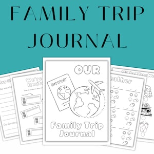 Diario de viaje familiar, diario de viaje imprimible para la familia, diario de vacaciones para niños, libro de recuerdos de vacaciones para niños, actividades de libros de memoria