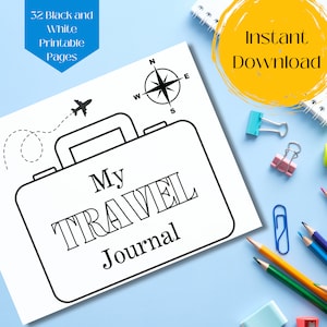 Printable Kids Travel Journal, Travel Diary, Travel Journal Printable, Adventure Journal, Coloring Pages, Vacation Journal, Keepsake Journal