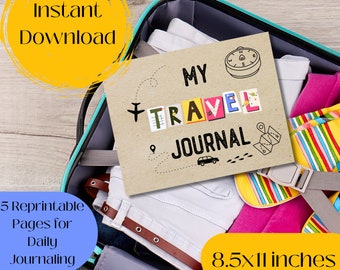 Printable Kids Travel Journal, Travel Diary, Travel Journal Printable