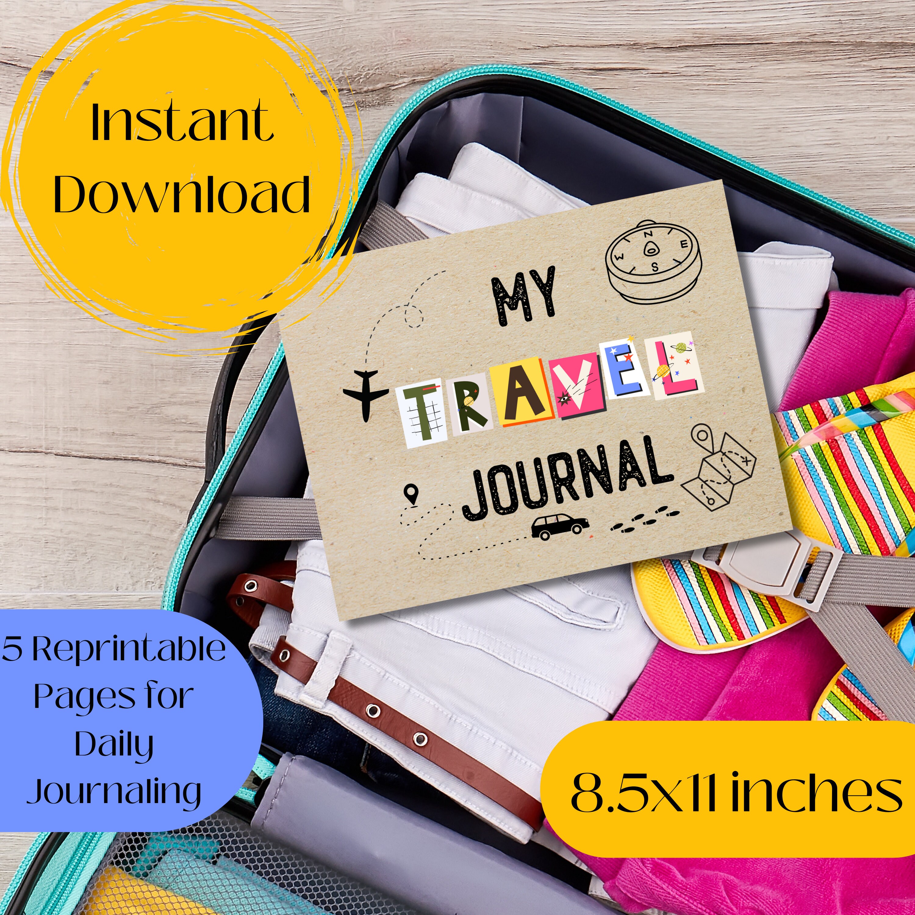 Printable Kids Travel Journal, Travel Diary, Travel Journal Printable - Etsy