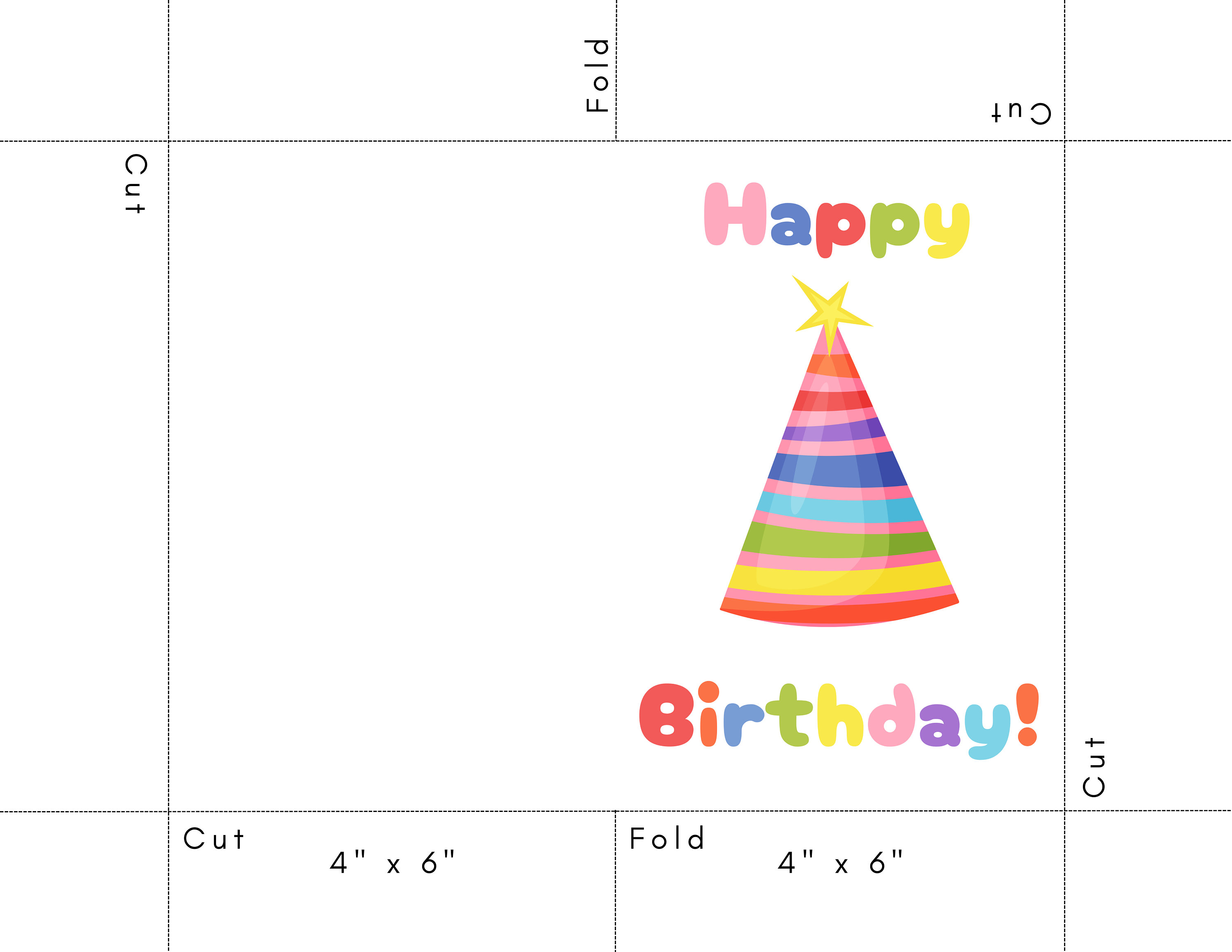 Printable Kids Birthday Card, Colorful Simple Kids Downloadable ...