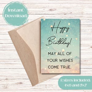 Druckbare alles Gute zum Geburtstag Karte, Karte für Geburtstagsparty, Mögen all Ihre Wünsche in Erfüllung gehen, Geschenk für Freund, Familie, Geburtstagswünsche