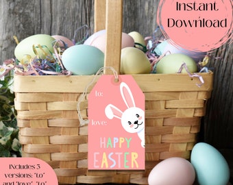 Large Printable Easter Gift Tag, Printable Easter Basket Tag, Happy Easter Tag, Easter Bunny, Gift for Boys, Gift for Girls, Gift for Kids