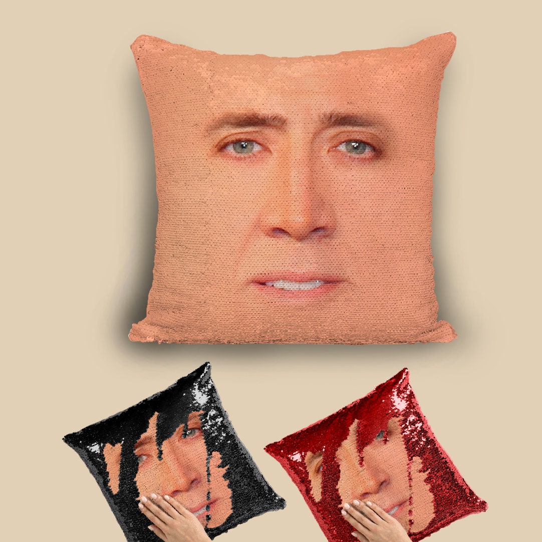 Nicolas Cage Pillow Nicolas Cage Face Funny_P468 Sequin | Etsy