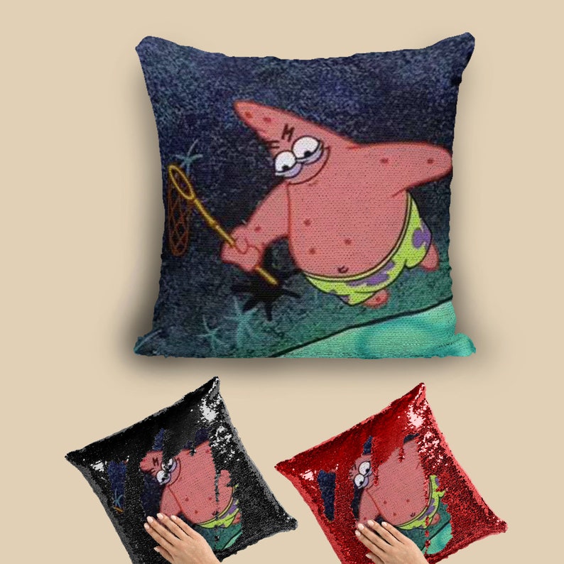 Spongebob Pillow Spongebob Sequin Pillow Spongebob Inspired Etsy
