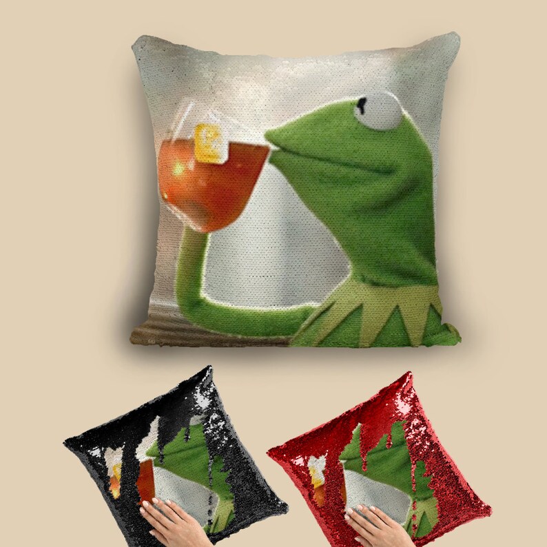 Kermit Pillow Kermit Sequin Pillow Kermit Inspired Kermit | Etsy