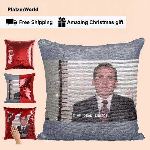 the office sequin pillow