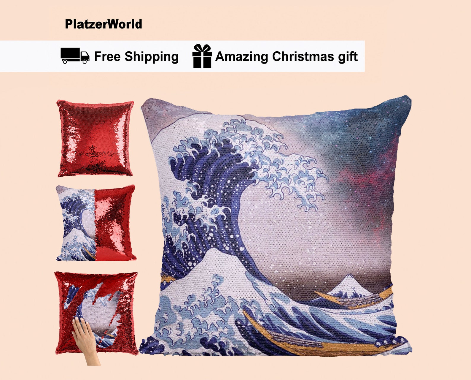 Japan Pillow Japan Sequin Pillow Japan Magic Pillow Japan Etsy