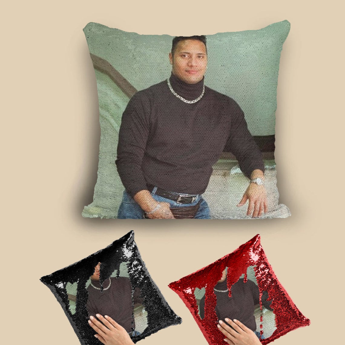 The Rock Pillow the Rock Sequin Pillow Christmas Gifts the Etsy