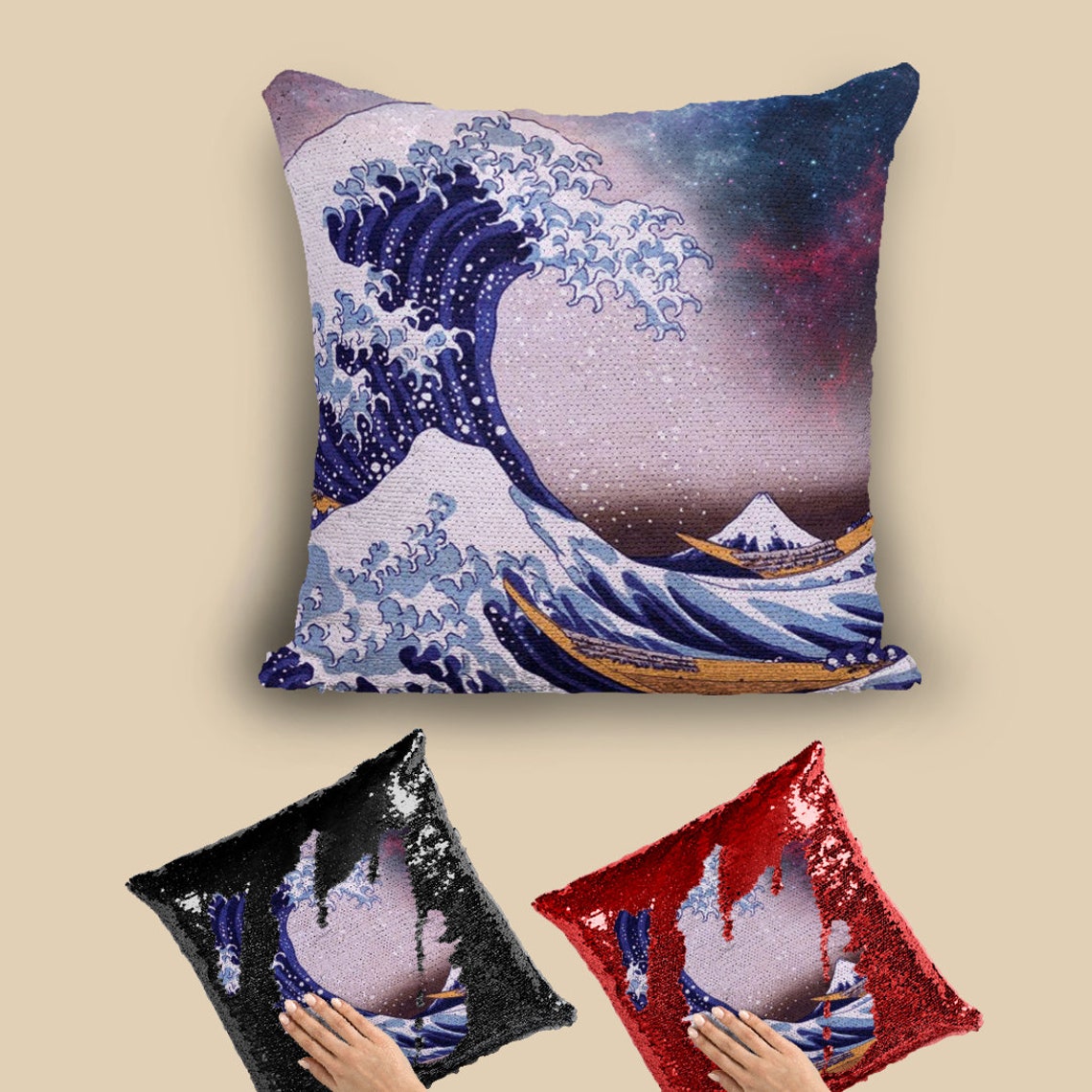 Japan Pillow Japan Sequin Pillow Japan Magic Pillow Japan Etsy