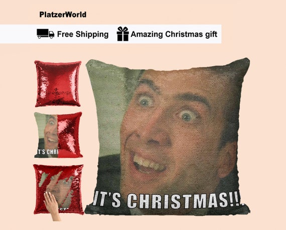 nicholas cage sequin pillow