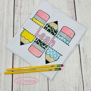 Pencil Shirt with Name for First Day of School. Back to School Tee for Kids. Personalized Back to School Kids Shirt.