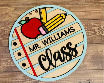 Personalized Teacher Door Sign | Custom Classroom Welcome Sign | Teacher Gift | School Door Hanger Decor | Back to School