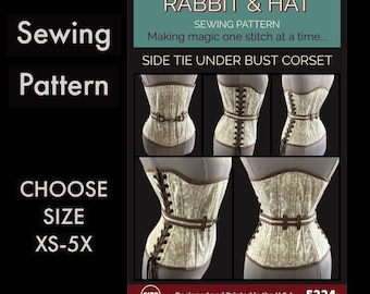 Steel Boned Under-Bust Side Tie Corset 5224 New Rabbit and Hat Sewing Pattern Steampunk Medieval Gothic Larp Cosplay