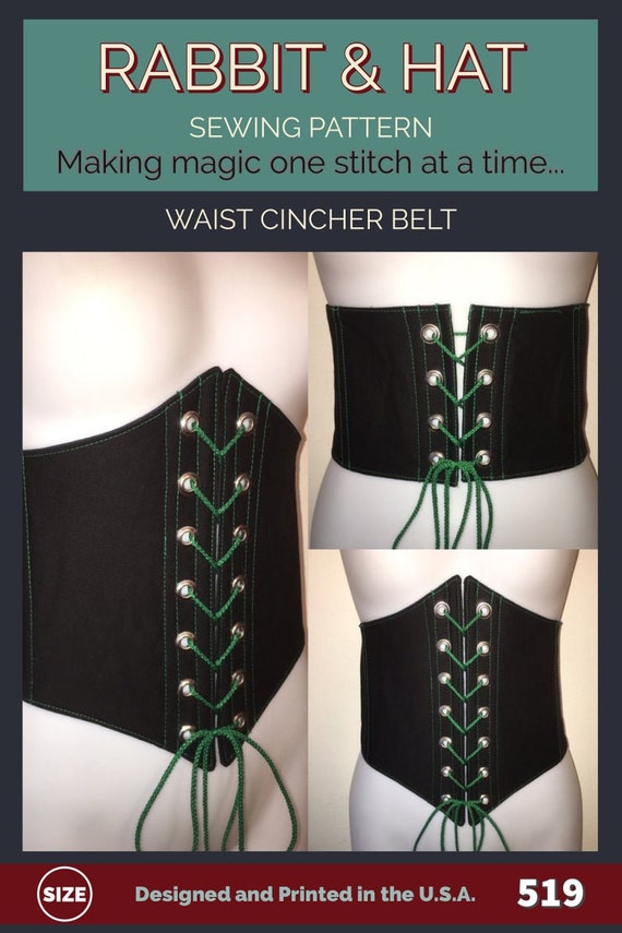 Waist Cincher Belt Adjustable Front and Back Tie 519 New Rabbit and Hat  Sewing Pattern Choose Size XS S M L XL 1X 2X 3X 4X 5X Plus Size 
