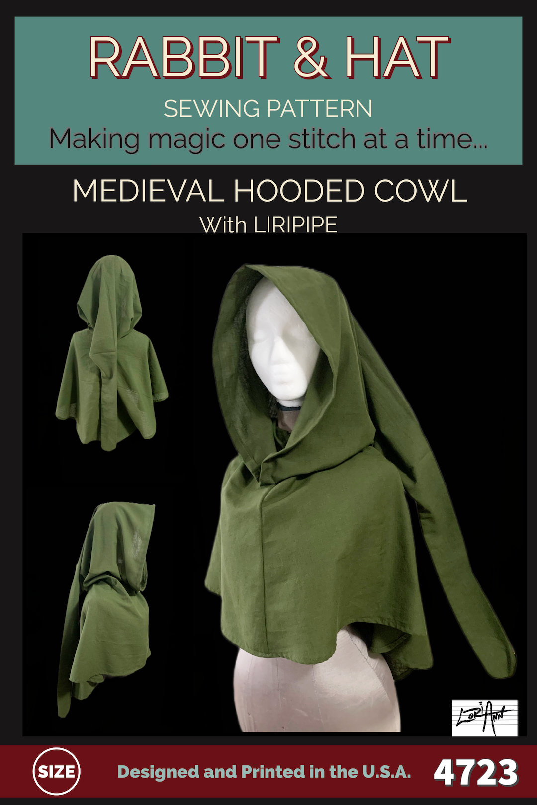 pdf-simple-medieval-hooded-cowl-with-liripipe-4723-new-rabbit-and-hat-sewing-pattern-renaissance-medieval-faire-garb-hat-top-hoodie-hood-etsy
