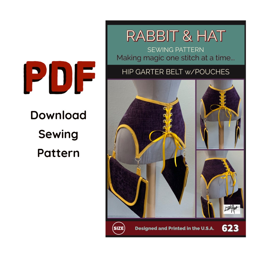 PDF LARGE Hip Garter Belt With Pouches 623 New Rabbit and Hat Etsy