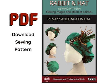 PDF Renaissance MUFFIN Hat 1723 New Rabbit and Hat Sewing Pattern - Bard Cap Renaissance Medieval Mob Beret Floppy