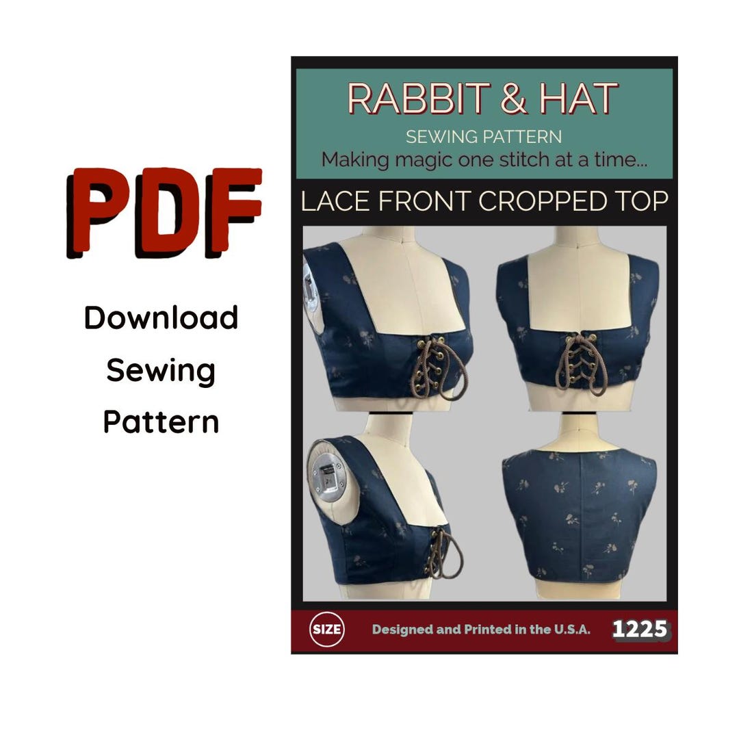 PDF Size XS Lace Front Cropped Top 1225 New Rabbit and Hat Sewing ...