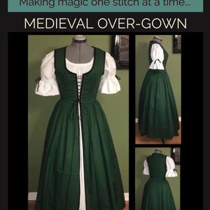 MEDIEVAL OVER GOWN 621 New Rabbit and Hat Sewing Pattern Step by Step Photo Instructions image 2