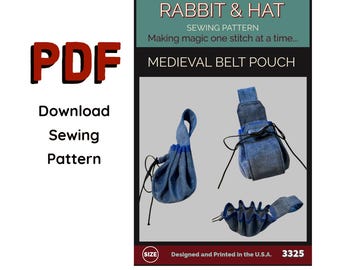 PDF Medieval Belt Loop Pouch Pocket 3325 New Rabbit and Hat Sewing Pattern Renaissance Accent Garb Accessory Purse Bag Phone Case Wallet