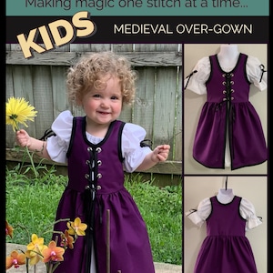 Size LARGE 7/8 PDF Toddler Child Girls Kids Medieval Over Gown 4621 New Rabbit and Hat Sewing Pattern Step by Step Photo Instructions image 3