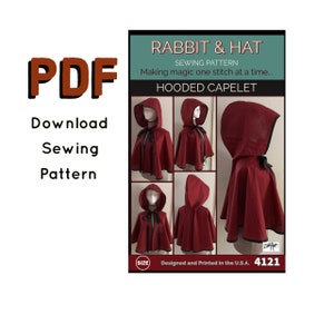 PDF Hooded Capelet Short Cape 4121 New Rabbit and Hat Sewing Pattern Renaissance Medieval Red Riding Hood Costume