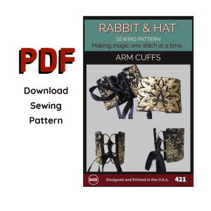 Patrón de costura PDF reversible de 2 capas para puños de brazo, nuevo diseño de conejo y gorro, 421 - 9 tallas de patrón: XS a talla grande 5X