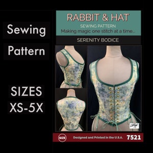 Serenity Bodice Front and Under Arm Side Tie Adjustable 7521 New Rabbit and Hat Sewing Pattern Photo Instructions