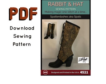 PDF Front Tie Spatterdashes Spats 4521 New Rabbit and Hat Sewing Pattern Renaissance Medieval Accent Garb Victorian Steampunk Shoe Boots