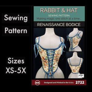 The Renaissance Bodice with Front Vanity Panel and Adjustable Shoulder Straps 2722 New Rabbit and Hat Sewing Pattern Medieval Garb