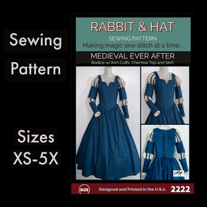 Medieval Ever After Bodice with Arm Bracers, Chemise Top Blouse , and Skirt 2222 New Rabbit and Hat Sewing Pattern Scottish Princess