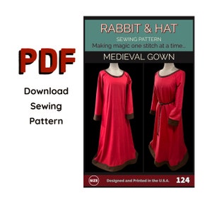 PDF Größe MEDIUM Mittelalter Gewandung 124 Schnittmuster Hase & Hut Damen Gewandung Mittelalter Larp Renaissance Gewandung Wikinger Kleid
