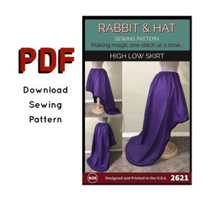 PDF Gathered Waist High Low Skirt 2621 New Rabbit and Hat Sewing Pattern - All Sizes Included XS S M L XL 2X 3X 4X 5X