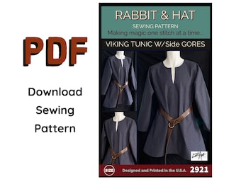 PDF Size LARGE MENS Viking Tunic Medieval Renaissance Garb Shirt 2921 New Rabbit and Hat Sewing Pattern Norse God Costume Cosplay Larp