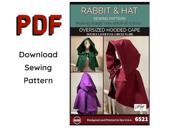 PDF Double Layer Hooded Witch Capelet Short Cape with Ties 6521 New Rabbit and Hat Sewing Pattern Renaissance Medieval Red Riding Hood