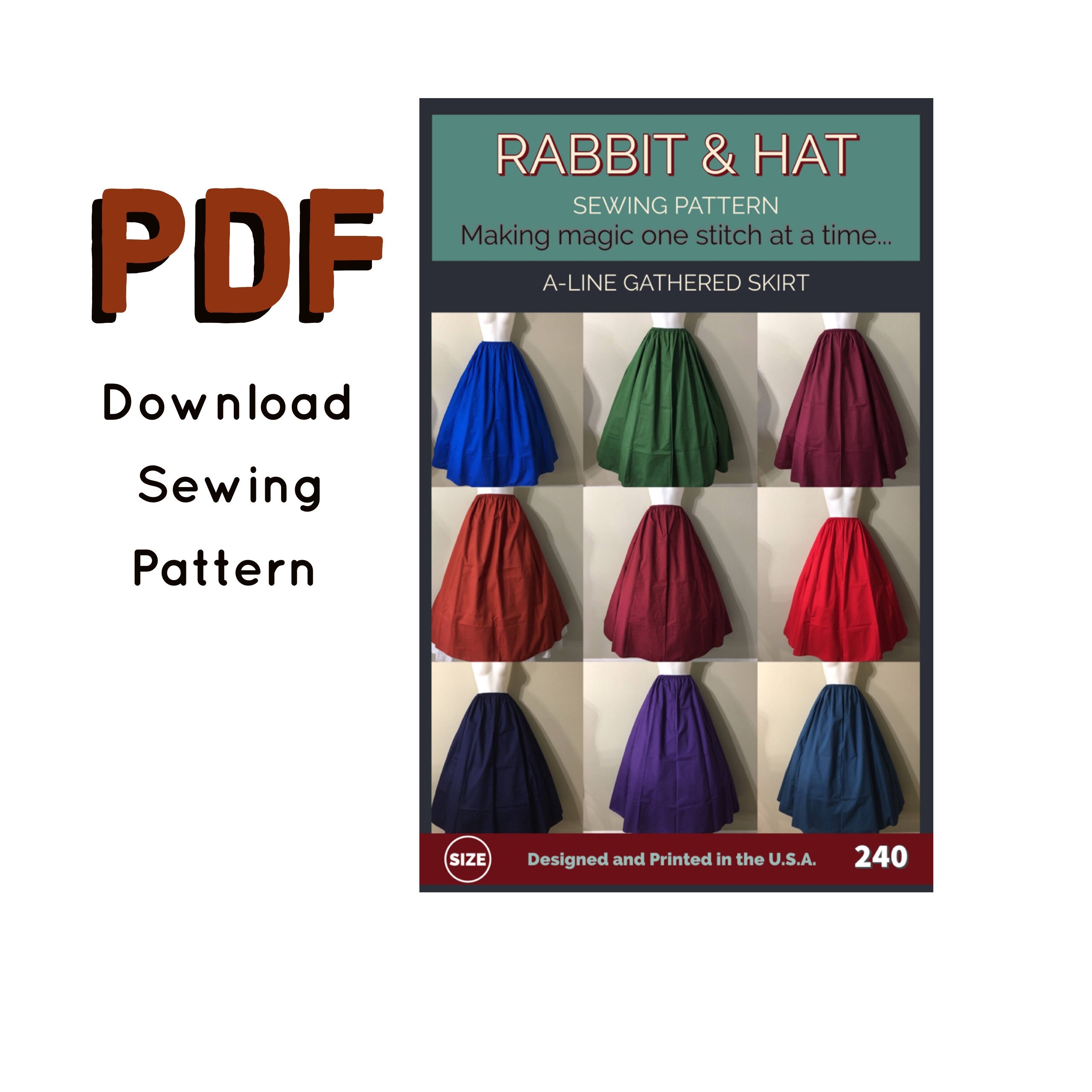PDF Gathered Waist A-line Skirt 240 New Rabbit and Hat PDF Gathered Waist A-line Skirt 240 New Rabbit and Hat